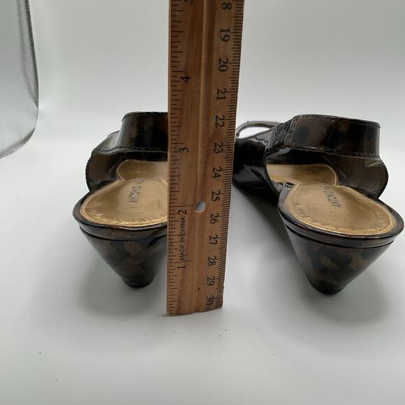 Antonio Melani Shoes Womens 8M Leopard Slingback Peep Toe Low Wedge Heel Slip On - Picture 6 of 13